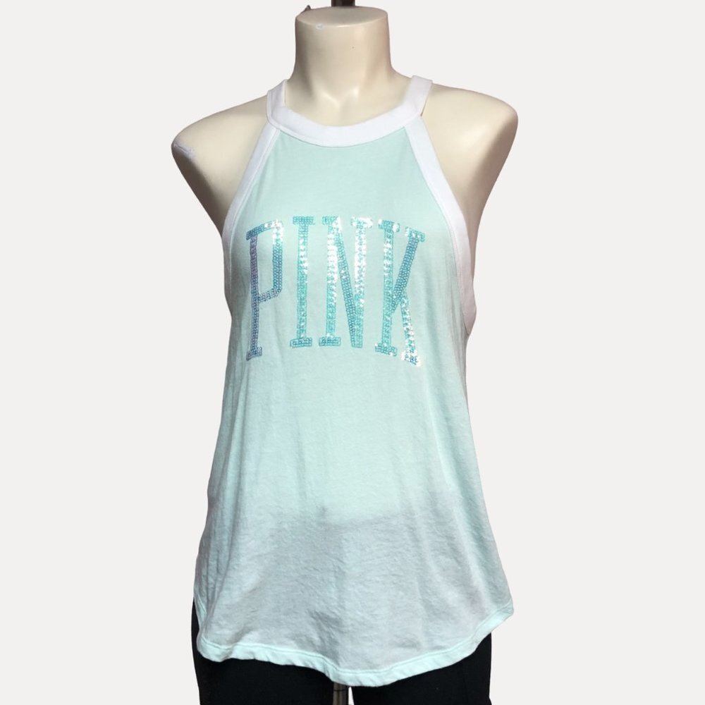 PINK Victoria's Secret Mint Tank Top With Sequins Size Small